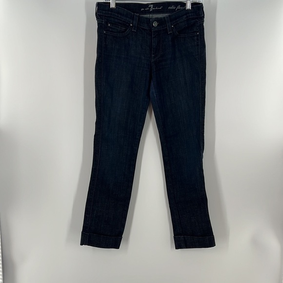 Seven 7 For All Mankind Women's Edie Flood Dark Wash Cuffed Jeans Straight Leg - Picture 1 of 7